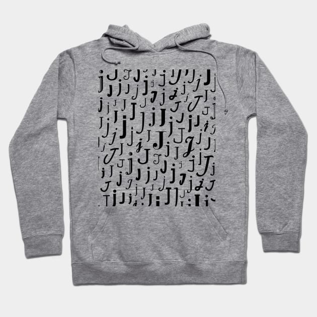 J - Typography (Black) Hoodie by gillianembers